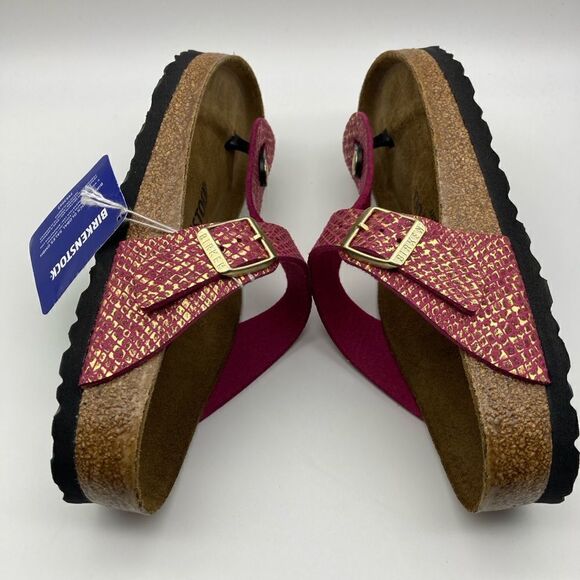 NWT Birkenstock Gizeh Dark Fuchsia Sandals Size 37/240 Germany - Picture 8 of 11